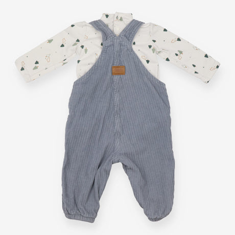 Dungaree Set Blue Teddy Cord with Bodysuit White B