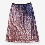Ombre Sequin Slip Midi Skirt Pink and Purple