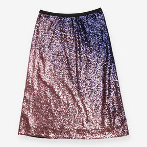 Ombre Sequin Slip Midi Skirt Pink and Purple