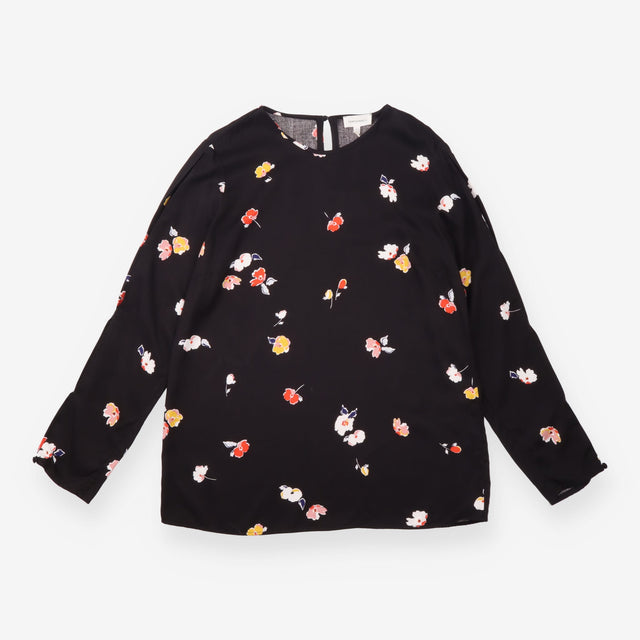 Floral Blouse Black Long Sleeve Relaxed Fit