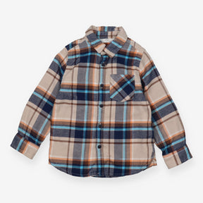 Shirt Long Sleeved Brown and Blue Check