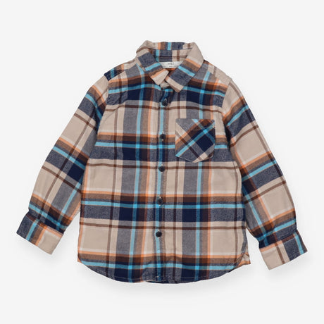 Shirt Long Sleeved Brown and Blue Check