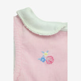 Pink cord pinafore with flowers and bodysuit