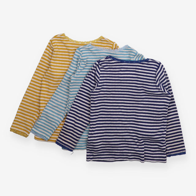 Tee LS Pointelle stripes lace 3pc yellow light blu