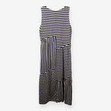 Dress Sleeveless Navy Cream Striped Midi Maternity