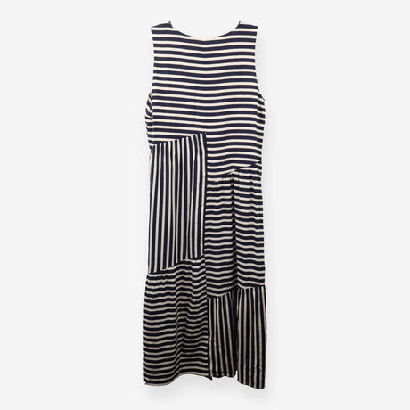 Dress Sleeveless Navy Cream Striped Midi Maternity