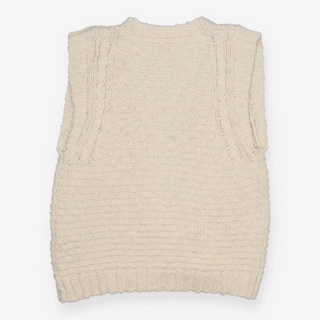 Ivory Chunky Knit Open Front Vest
