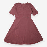 St Enodoc Dress Burgundy Grey Striped Organic Cott