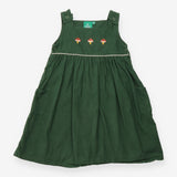 Pinafore cord green toadstools