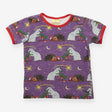 Coddi Womple T-shirt purple rabbits and hedgehog