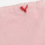 Joggers Pink Ribbed Velour with Red Tie Waist