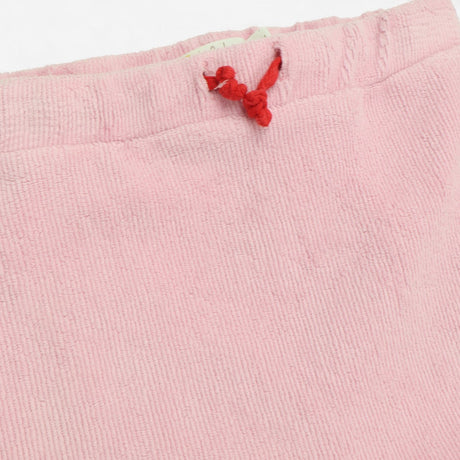 Joggers Pink Ribbed Velour with Red Tie Waist