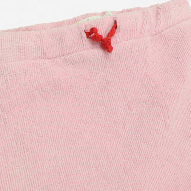Joggers Pink Ribbed Velour with Red Tie Waist