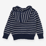 Hoodie Knit Navy with White Stripes