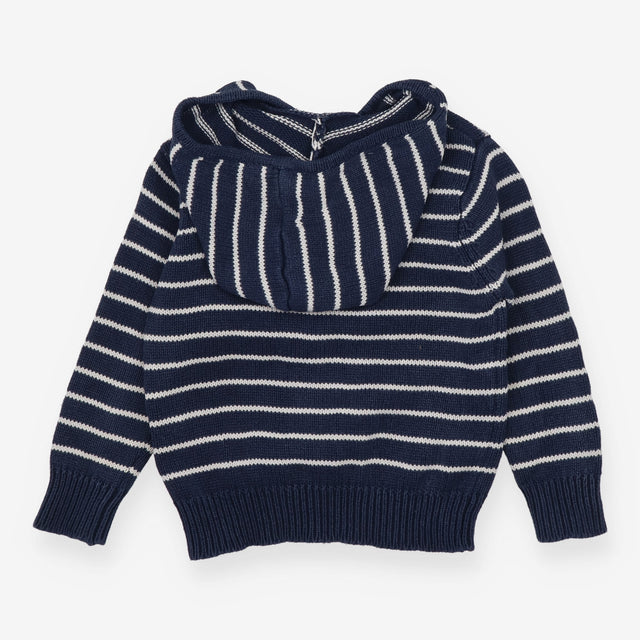 Hoodie Knit Navy with White Stripes