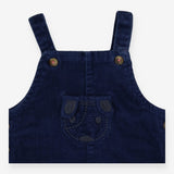 Pinafore blue cord animal face pocket
