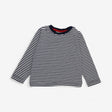 Navy Striped Poppers on Shoulder LS T-Shirt 