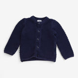 Cardi navy moss stitch