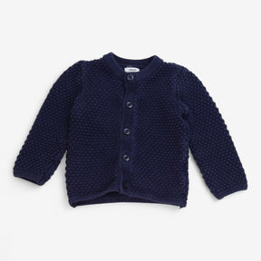 Cardi navy moss stitch