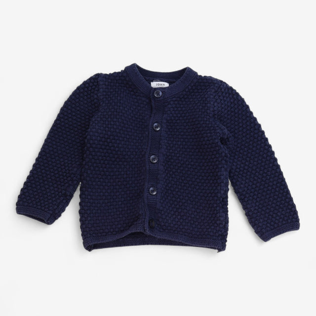 Cardi navy moss stitch