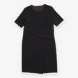 Black Formal Dress – Gathered Waist, Short Sleeve