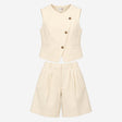 Ecru Off White Asymmetric Button Waistcoat Vest Pl