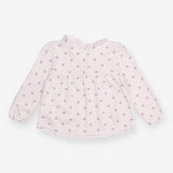 Tee LS tunic frill collar pink flower bow