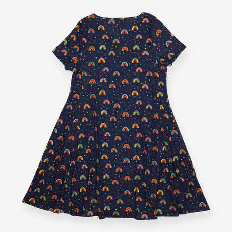 Popsy Navy Rainbow Print Swing Dress