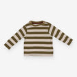 Tee Long Sleeve Ribbed Green and Cream Strip