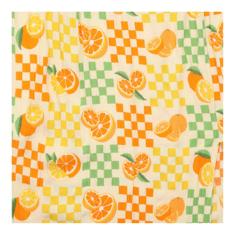 Midi Skirt Orange Check Citrus Print