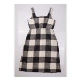 Black White Gingham Check Lyocell Linen Square Nec
