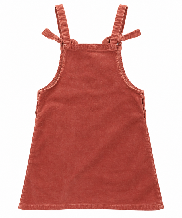 Dusty Pink Corduroy Tie Strap Pinafore Dress