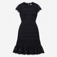 Dark Navy All Over Lace Scalloped Short Sleeve Lin