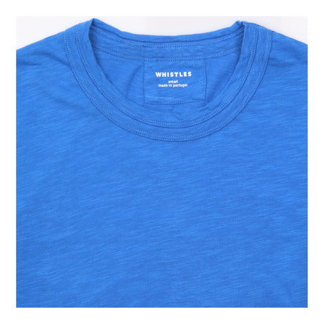 T-Shirt Blue Short Sleeve Crew Neck Slub