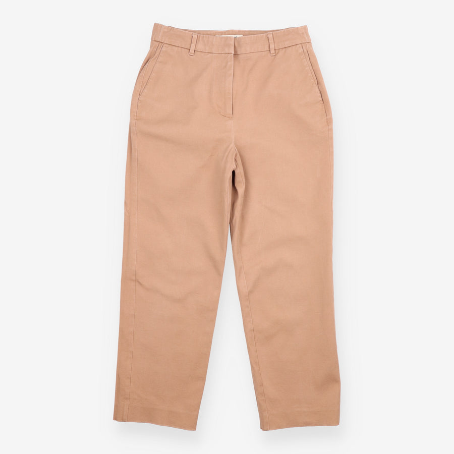 Camel Brown Cotton Tapered Chino Trousers