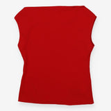 Theory Red Draped Boatneck Sleeveless Top Size M