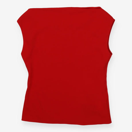 Theory Red Draped Boatneck Sleeveless Top Size M