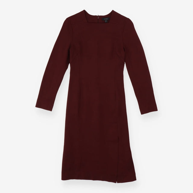 Burgundy sculpted long sleeve contour midi dress