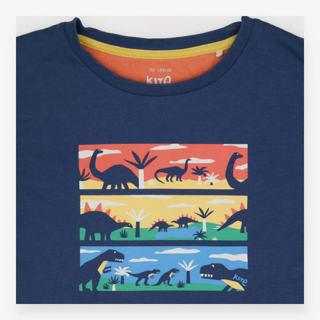 Tee Shirt Navy with Diplodocus, Stegosaurus and T-