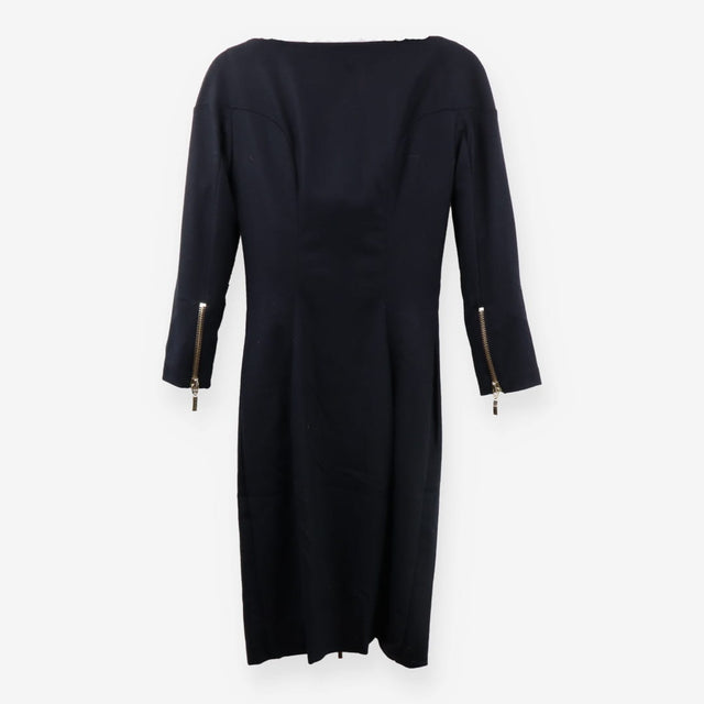 Mini Wool‑Mix Dress – Black with Gold Zip Details
