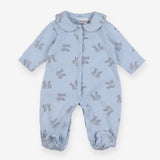 Blue bunny footed romper