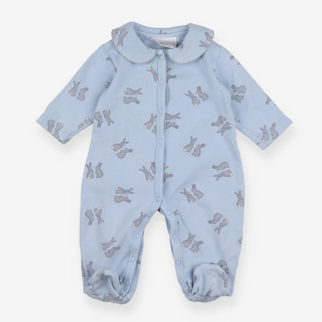 Blue bunny footed romper