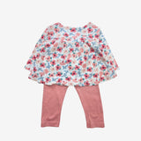 Peach Floral Top and Ruffled Bum Leggins 2pcs