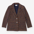 Blue and orange structured patch pocket blazer