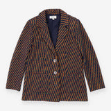 Blue and orange structured patch pocket blazer