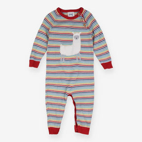 Romper knit stripe llama