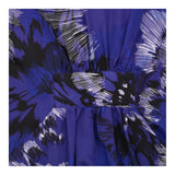 Royal Blue White Abstract Floral V Neck Kimono Sle