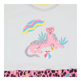 Dress Short Sleeve Blue and Pink Leopard on Holida
