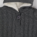 Pramsuit knitted grey fur lined The Little Tailor