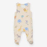 Dungarees jersey cream jungle animals 